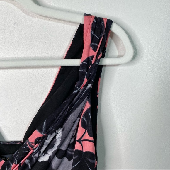 VERSACE Pink and Black Floral Sleeveless V-Neck Cocktail Dress - Size 8 - Picture 10 of 15